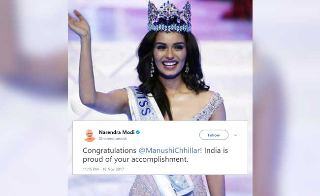 PM Modi Tweet Congratulating Miss World Manushi Chhillar